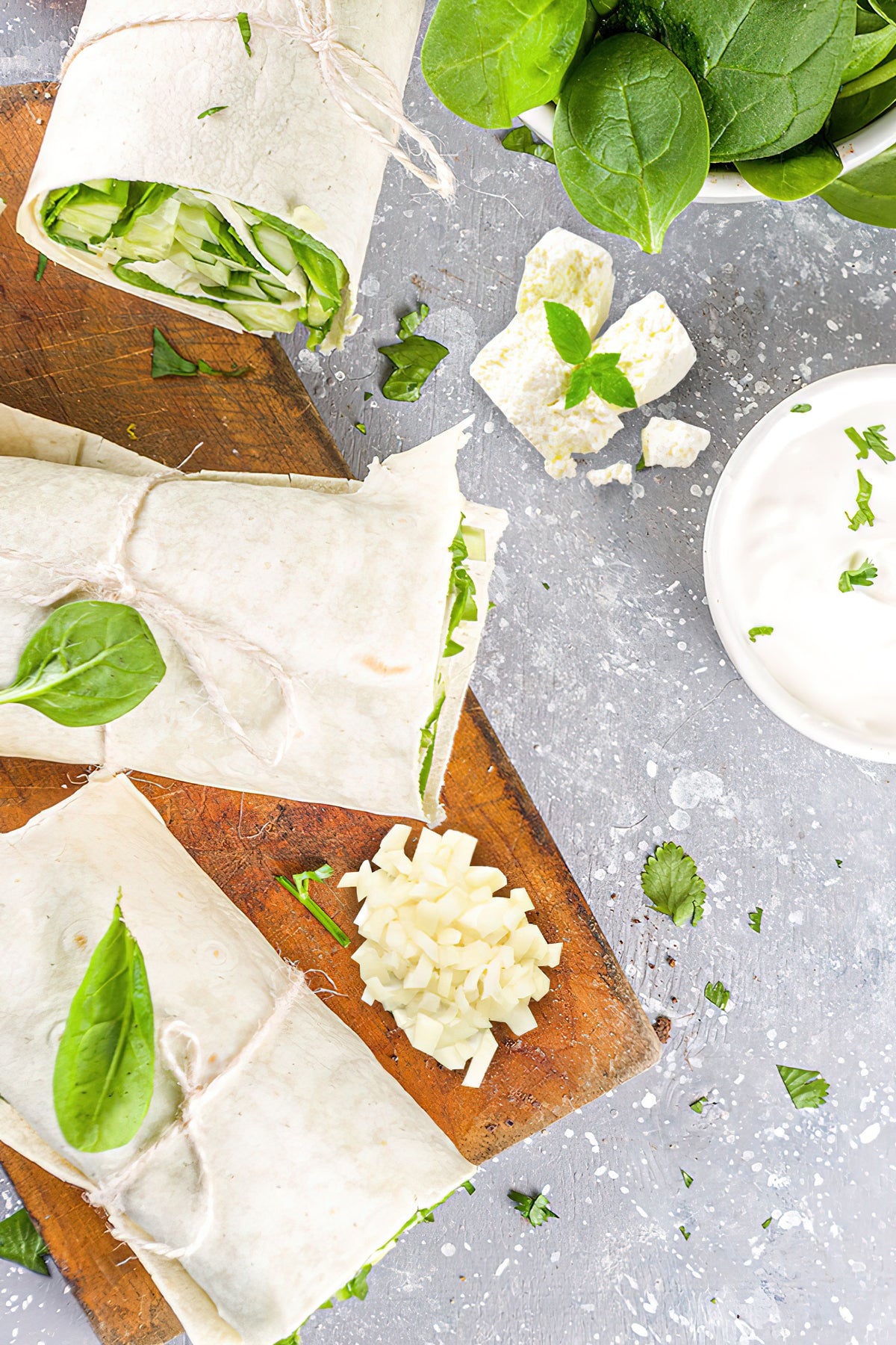 Recipe of the day Breakfast burrito with spinach, onions and feta ...