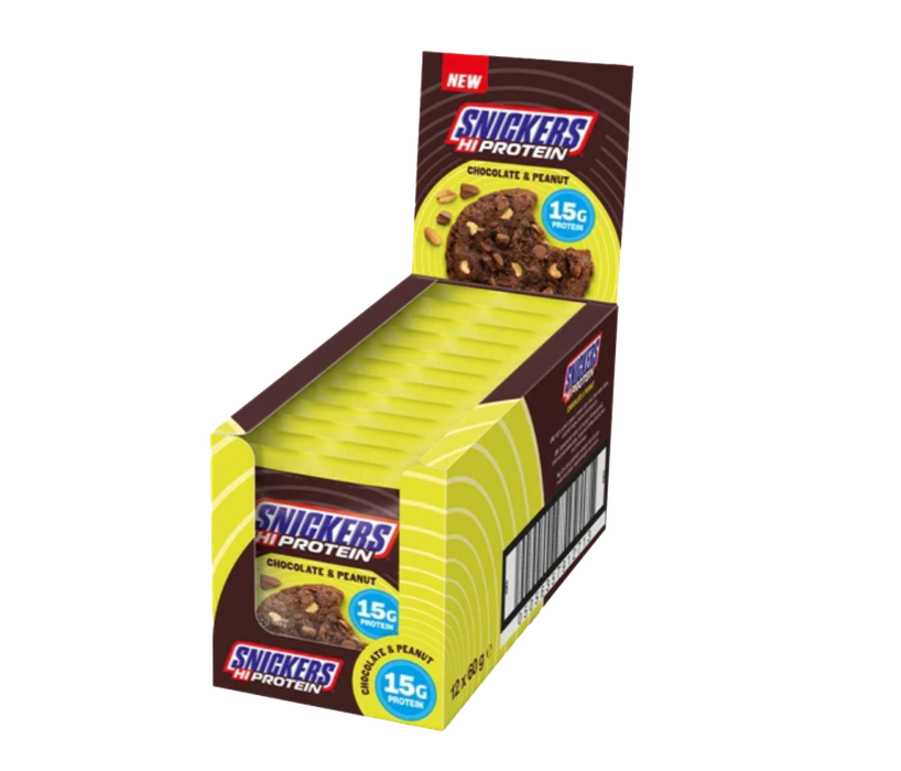 Snickers High Protein Cookie · Chocolate & Peanut · 12x60g